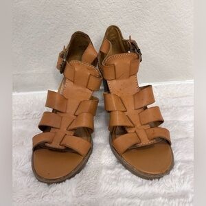 Tan Heeled Strappy Sandals